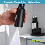 Stainless Steel Kitchen Faucet Head Replacement, Matte Black 3-Function Pull Down Spray Head for Pull-out Kitchen Faucet, High Pressure Sink Spray Nozzle with 9 Adapters Compatible with Most Faucets