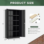 Greenvelly Metal Garage Storage Cabinet, 72” Locking Black Tool Steel Cabinet with Doors and 4 Shelves, Tall Metal Cabinets with Garage Storage Systems for Home Office, Kitchen/Pantry