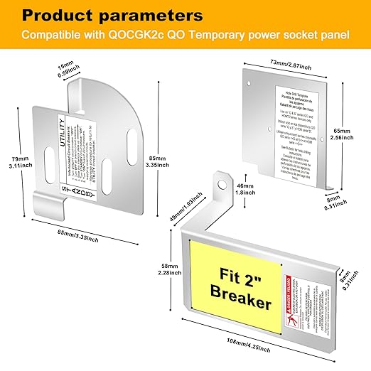 Generator Interlock Kit Compatible with Square D Electric HOMCGK2C Homeline Cover Generator and QOM2 Frame Size Main Breaker,for Use on Indoor QO 150 Amp-225 Amp Main Breaker. (Fixed Bracket 2 in)