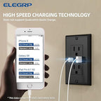 ELEGRP Wall Outlets 12 Pack, 15 Amp Wall Outlets Receptacles, Outlets with A and C Ports, Tamper Resistant Receptacle, Wall Plate Included, UL Listed, Black