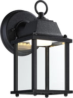 LIT-PaTH Outdoor LED Wall Lantern, Wall Sconce Exterior Porch Lighting Fixture, 3000K Warm White, 9.5W 800 Lumen, Aluminum Housing Plus Glass, Black Finish, 2-Pack