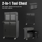 Tool Chest, 5-Drawer Rolling Tool Storage Cabinet with Detachable Top Tool Box, Liner, Universal Lockable Wheels, Adjustable Shelf, Locking Mechanism, Metal Tool Cart for Garage Workshop