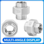 ChillWaves 304 Stainless Steel Cast Pipe Fitting, Union，1/4" NPT Female，Thread Adapter(4-PACK)