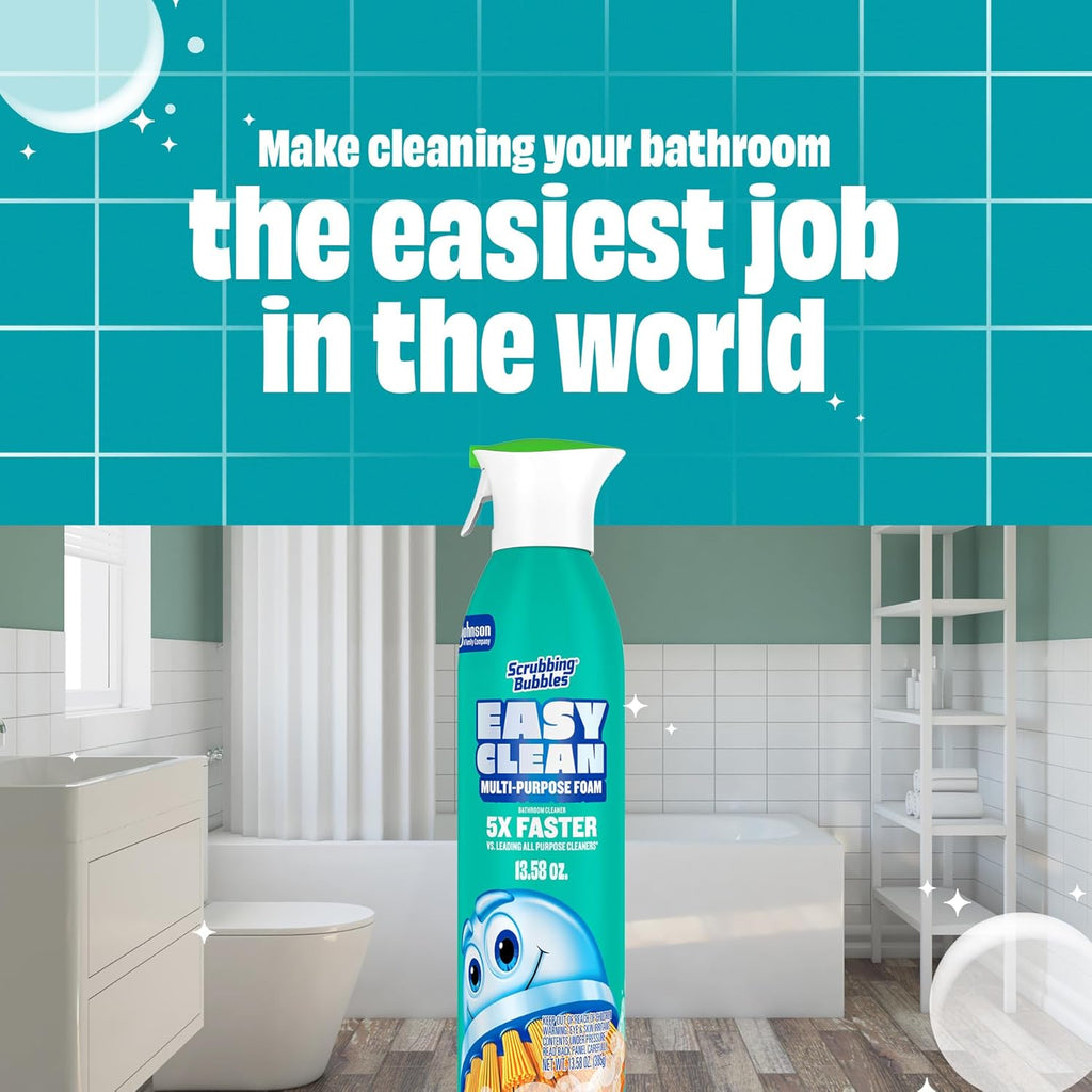 Scrubbing Bubbles Easy Clean Foaming Multipurpose Bathroom Cleaner, Continuous Spray Bottle, Fast Acting Foam, 13.58 Ounce