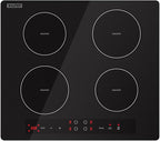 Empava 24” Electric Stove Induction Cooktop with 4 Power Boost Burners Smooth Surface Vitro Ceramic Glass in Black, 24 Inch