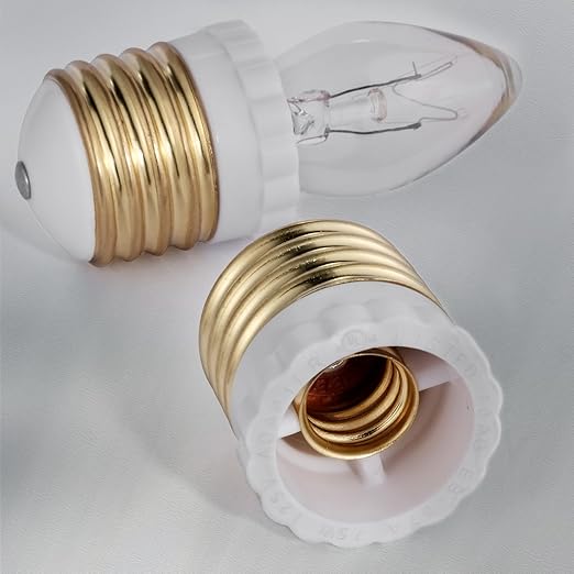 Candelabra Socket Adapters, Standard Light Socket to Candelabra Bulb Socket Adapter, Medium Screw E26 Base to Small E12 Screw Socket Converter, UL (8)