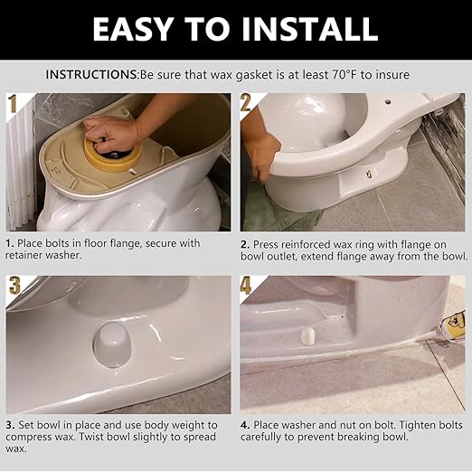Extra Thick Toilet Wax Ring Kit with Flange and Bolts for Floor Outlet Toilets New Install or Re-seat, Fits 3-inch or 4-inch Waste Lines