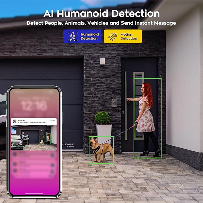 [2-in-1 CAM] XMARTO 16CH Security Camera System Outdoor Wireless, 12pcs 2-in-1 Cameras, 16CH 4K Long Range WiFi 6 Surveillance DVR NVR Kit, Pan Tilt Zoom 4MP QHD Home CCTV Camera Set w. 1TB Hard Disk