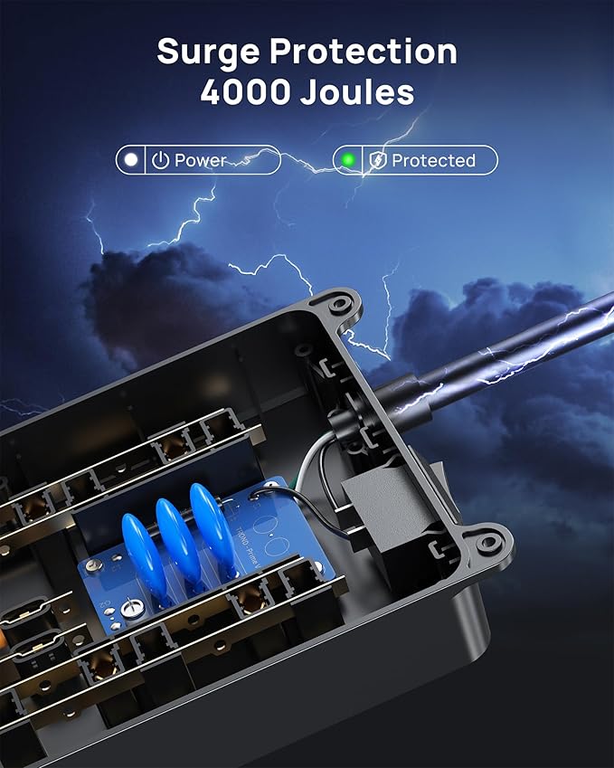 TROND 360° Rotating Flat Plug, Surge Protector Power Strip, 13AC Widely Spaced Outlets Expansion with 3 USB C Ports, 4000J, 5ft Extension Cord Heavy Duty, Wall Mount, Under Desk, ETL Listed, Black