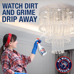 Chandelier Cleaner Drip Dry Spray - No Wipe Formula for Effortless, Streak-Free Shine on Crystal, Glass & Brass - Sprays up to 25 feet! Biodegradable, Non-Toxic & Time-Saving, 32 oz - Made in USA