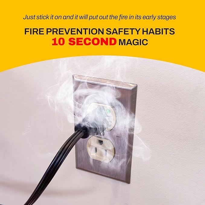 [Made and Patented in Korea] Fire Prevention Stickers – Automatic Fire Extinguisher for Outlets & Power Strips, Easy Peel & Stick Kitchen Fire Extinguisher Home Fire Extinguishers, 10pcs