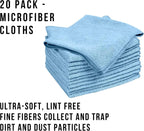 TASKI Diversey D7524116 MyMicro Commercial Microfiber Cleaning Cloth, Reusable & Lint Free - Large 14 Inch x 14 Inch, Blue, (Pack of 20)