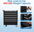 Garvee Rolling Tool Chest, 6 Drawers Tool Storage Cabinet, Toolbox with Wheels, Portable Tool Cabinet Organizer with Locking System & Drawer Liners, Tool Storage Cart for Garage, Workshop, Black