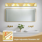 Modern LED Bathroom Lights Fixtures(6-Light),Metal Gold Acrylic Wall Lighting,Vanity Lights for Bathroom Over Mirror(6000k 41In