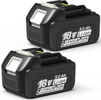 2 Packs 5.0Ah 18V Battery Replacement for Makita 18V Battery BL1850B BL1840B 1860B BL1830B BL1815B Compatible with Makita 18 Volt Cordless Power Tool and Charger
