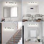 Modern Brushed Nickel 4 Light Bathroom Light Fixtures, 24 inch Vanity Lights for Bathroom with Clear Glass for Mirror Kitchen Living Room Hallway Cabinet Porch