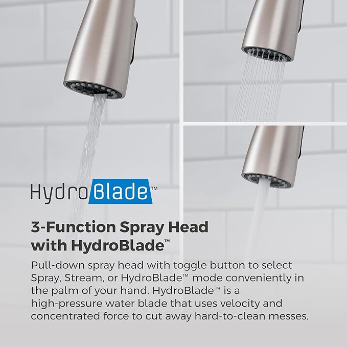 Pfister Miri 2.0 Kitchen Faucet with Pull Down Sprayer and Soap Dispenser, Single Handle, High Arc, NSF Certified, Spot Defense Stainless Steel Finish, F5297MRRGS