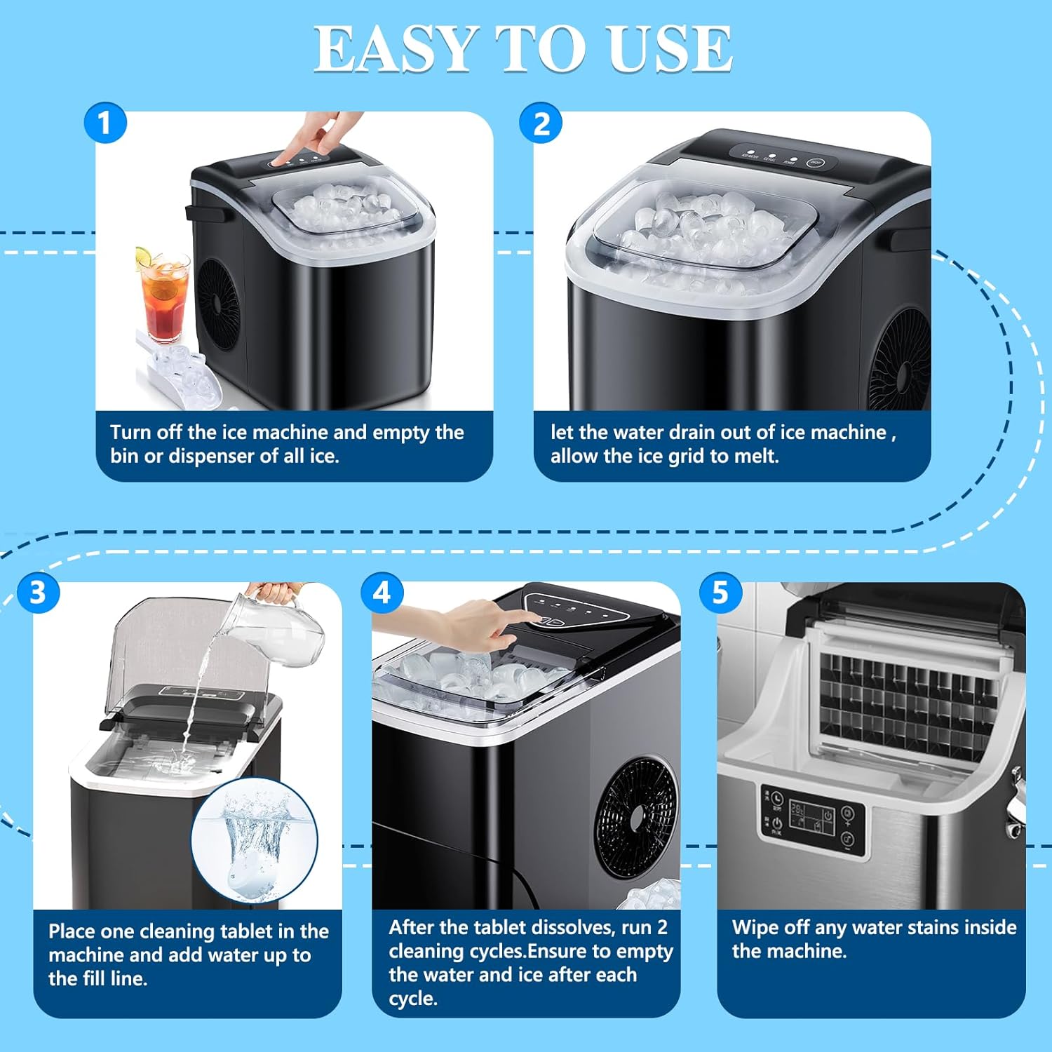 Ice Machine Cleaner Descaler Tablets-36Pack Ice Maker Cleaner Compatible with Frigidaire, Opal, GE Profile, Kitchenaid, Nickel Safe Scale Remover for Countertop, Nugget Ice Makers