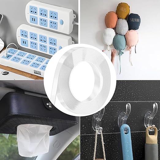 Nano Strong Mounting Adhesive Tape Double Sided Tape Heavy Duty Removable Clear Two Sided Double Stick Wall Tape 1/2in*16.4ft