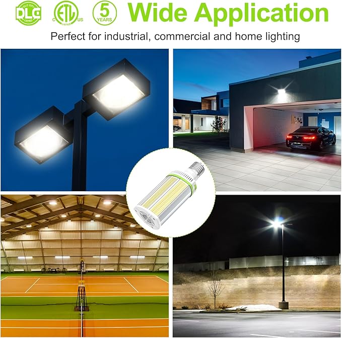 LED Corn Light Bulb 120W 96W 72W Wattage Adjustable, E39 Base Corn Cob Light Bulb 5700K 5000K 4500K, 18,000LM DLC ETL Listed Commercial High Bay Light for Warehouse Parking Lot Lighting, AC 100V-277