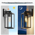 Dusk to Dawn Porch Outdoor Light, 2 Pack Wall Light Fixtures Waterproof Exterior Wall Sconce Light Fixture with E26 Base for Patio Entryway Hallway (Bulb not Included)