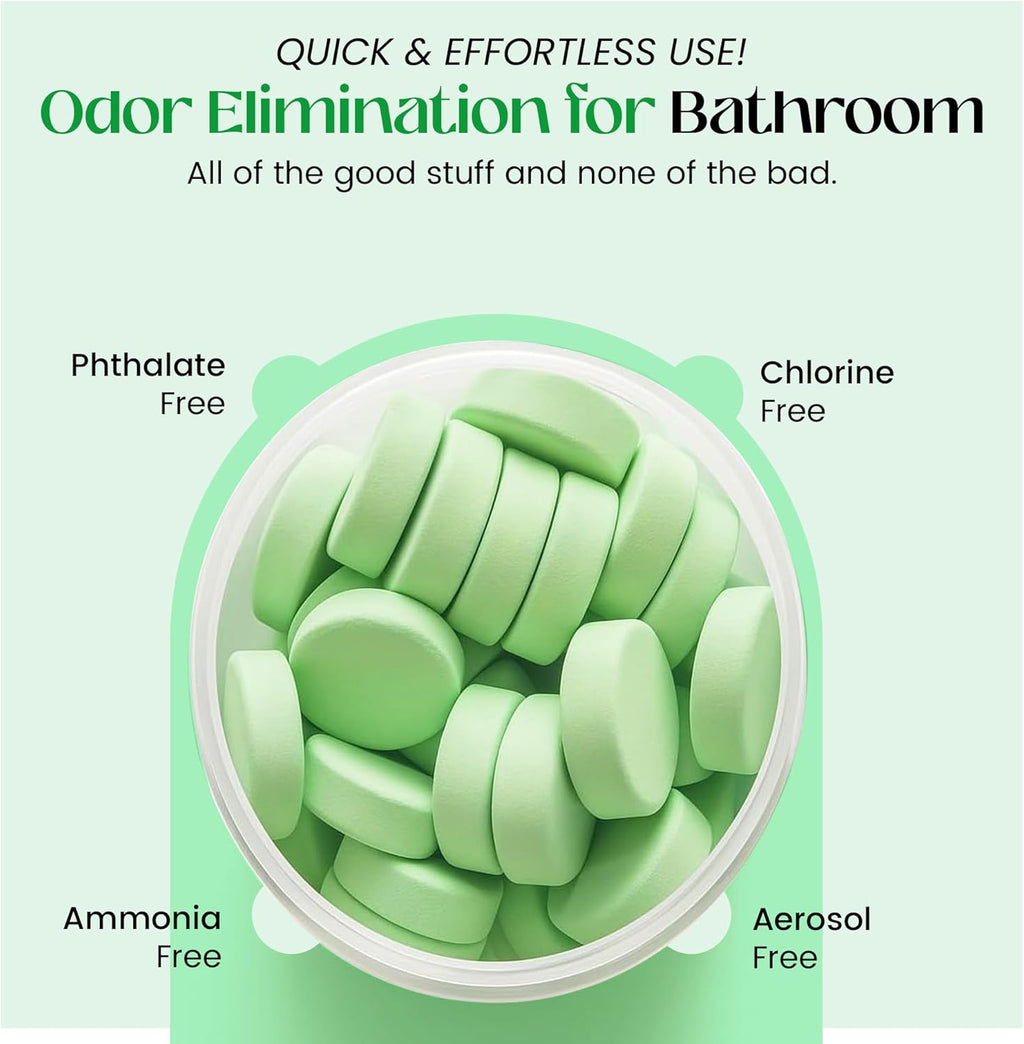 Toilet Deodorizer Tablets – Drop One In and Go – 60 Count Citrus Scent – Odor Elimination for Bathroom – Replaces Toilet Spray – Long Lasting – Fresh Bowl Freshener