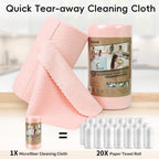 Microfiber Cleaning Cloths Roll, 75 Pack Tear Away Microfiber Towels Roll, 12" x 12" Lint Free Rags, Reusable Cleaning Cloths, Washable, Scratch Free,Ultra Absorbent Dish Rags(Pink Ripple)