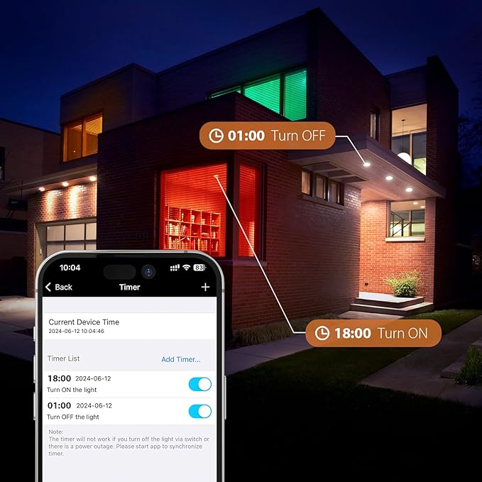 Smart Recessed Lighting, 6 Inch 12W 1080LM(100W/120W Bulbs Equivalent) RGBCW Canless Recessed Lights Wireless Control Color Changing LED Soffit Lights with Junction Box, 12Pack