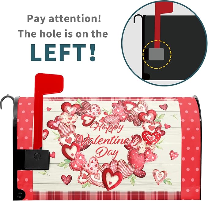 Kawani Happy Valentine's Day Mailbox Covers Magnetic Pink Red Love Heart Valentines Mailbox Covers Magnetic Standard Size 21x18 Inch Holiday Post Letter Box Cover for Garden Yard Decor