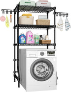 Ulif U8 Laundry Room Storage Organizer, Over The Washer and Dryer Storage Shelves for Laundry Organization, 35" W x 17.3" D x 76.2" H, Suit Washing Machine Width Within 32.6", Hold 304 lb, Black