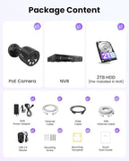 Loocam 4K Security Camera System 8CH H.265+NVR with 2TB HDD, 8pcs 8MP Wired PoE Camera System AI Human Vehicle Detection, Outdoor Indoor Home Camera System with Audio, Night Vision, 24/7 Recording