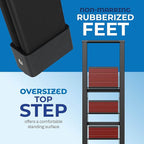 Step Ladder 4 Step Folding, Decorative - Beautiful Mahogany & Black Aluminum, Ultra Slim Profile, Anti Slip Steps, Sturdy-Portable for Home, Office, Kitchen, Photography Use,by SORFEY