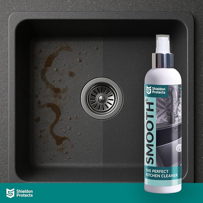 Shieldon Sink Care Kit – Cleaner & Nano Sealer for Granite Composite, Ceramic & Natural Stone Sinks – Restores Shine, Repels Stains, Grease & Hard Water – 2 Sponges & Microfiber Cloth