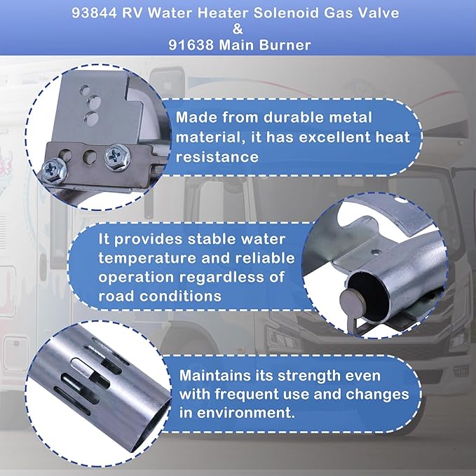 93844 RV Water Heater Solenoid Gas Valve & 91638 Main Burner Kit Fit for Atwood 6 Gallon Water Heater GC6AA-10E,G6A-8E,G6A-6E,GCH6-4E,GH6-6E,Etc
