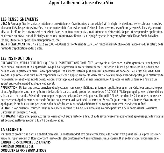 INSL-X SXA11009A-04 Stix Acrylic Waterborne Bonding Primer, 1 Quart, White