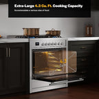 Empava Gas Range, 4.3 Cu. Ft Convection Oven with Touch Timer, 5 Deep Recessed Burners Cooktop, Heavy Duty Continuous Grates in Stainless Steel, Freestanding & Slide-in Stove,36 Inch