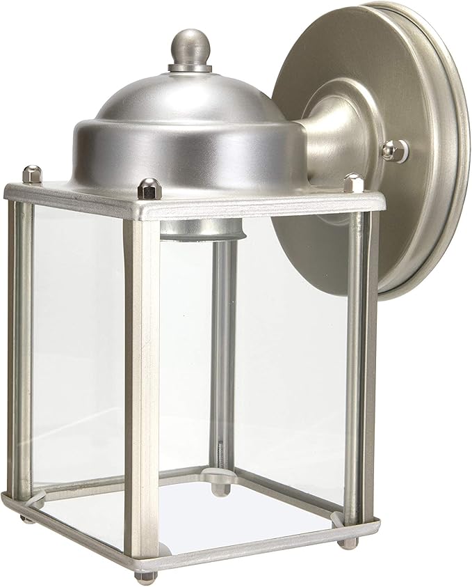 LIT-PaTH Outdoor Wall Lantern, Wall Sconce as Porch Lighting Fixture, E26 Medium Base, Aluminum Housing Plus Glass, Bulbs NOT Included, 2-Pack, Nickel Finish