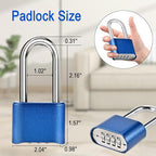 Combination Lock, 4-Digit Heavy Duty Combo Lock, Combination Padlock Weather-Resistant Heavy Duty Combo Locks for Outdoor Fence, Locker, Sheds, Gym, Gate Hasps (Long Shackle) (2pcs-Blue)
