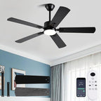 56 inch Black Ceiling Fans with Lights and Remote/App Control, DC Reversible Motor, Noiseless, Dimmable, 6 Speeds Low Profile Modern Ceiling Fan for Livingroom, Indoor/Outdoor Use