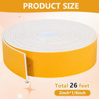 26Feet Weather Stripping Seal (2 Inch X 1/8 Inch) for Door Window, High Density Foam Tape, Soundproofing, Insulation Strip, Door Sealers for Door Frame- White