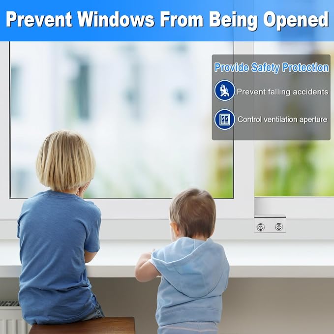 Sliding Window Locks (10 Sets), Secure Window Lock with Key, Window Locks for Up and Down Windows & Horizontal Sliding Windows, Adjustable Window Lock, Sturdy and Durable, Does Not Deform.