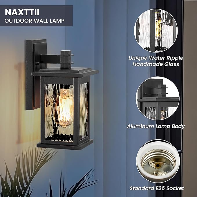 Exterior Wall Sconce Waterproof Black Outdoor Garage Lights Wall Mount Anti-Rust Aluminum Material and E26 Socket