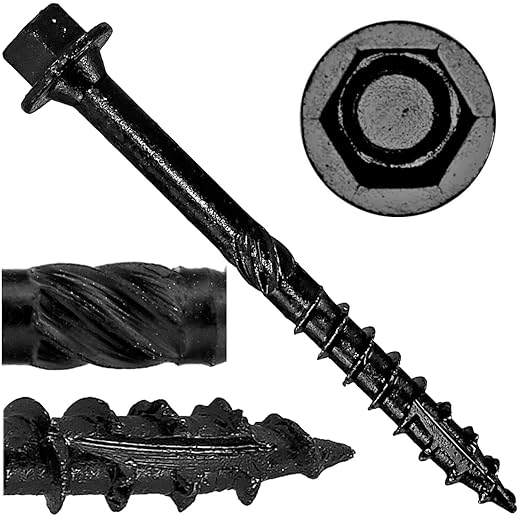 Jake Sales #14 X 2-1/2" Heavy Duty Black Timber/Log/Landscaping Wood Screws - Exterior Coated Heavy Duty Screws. 9 x 5 Pound Boxes - ~1,773 Screws