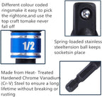 Socket Adapter Extension Set, 1/4, 3/8, 1/2 Inch Hex Shank, Impact Grade, Power Drill to Socket Converter, 3-Piece (Black)