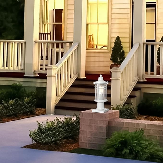 Darkaway Outdoor Post Lights Lamp Posts Outdoor Lighting, Waterproof Aluminum Post Lights Outdoor Light Fixtures with Glass, Light Posts for Outside Patio Yard (2 Pack, White)