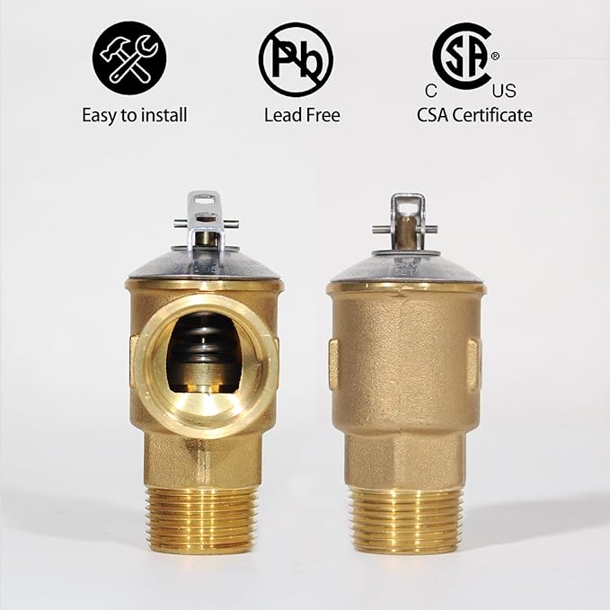 MIZUDO 3/4''NPT Tankless Water Heater Service Valve Kit, with 150 PSI Pressure Relief Valve, Hot and Cold Isolator Valve