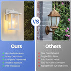 Outdoor Wall Sconce, Outside Porch Light Fixtures, Anti-Rust Exterior Wall Lights in Matte White Finish with Clear Glass for Garage Doorway Entryway, 2 Pack