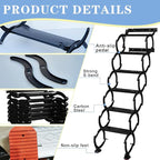 5 Steps Wall Mounted Attic Ladder, Indoor Attic Stairs Pull Down System, Metal Telescoping Step Ladders, Anti-slip Retractable Folding Stair, Loft Extension Steps Staircase for Garages(white, 5 Steps)