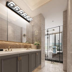 Ralbay 6 Lights Black Bathroom Lights Fixtures 40.4inch Dimmable 5 Color Temperature Black Acrylic Modern Matte Black Vanity Light for Bathroom