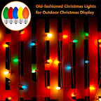 C7 Multicolor Christmas Light Bulbs, 25 Pack C7 Multicolor Ceramic Replacement Bulbs Vintage Incandescent Light Bulb for Christmas String Lights, E12 Candelabra Base- 5 Watts